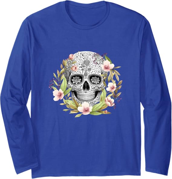 Dia De Los Muertos Calaveras Mexican Long Sleeve T-Shirt for Men and Women