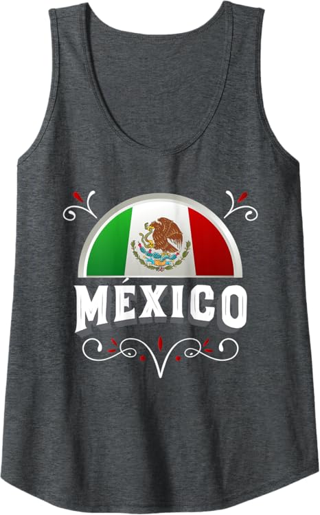 Mexico Flag Women Tank Top with Mexico Lettering – Mexican Bandera Design