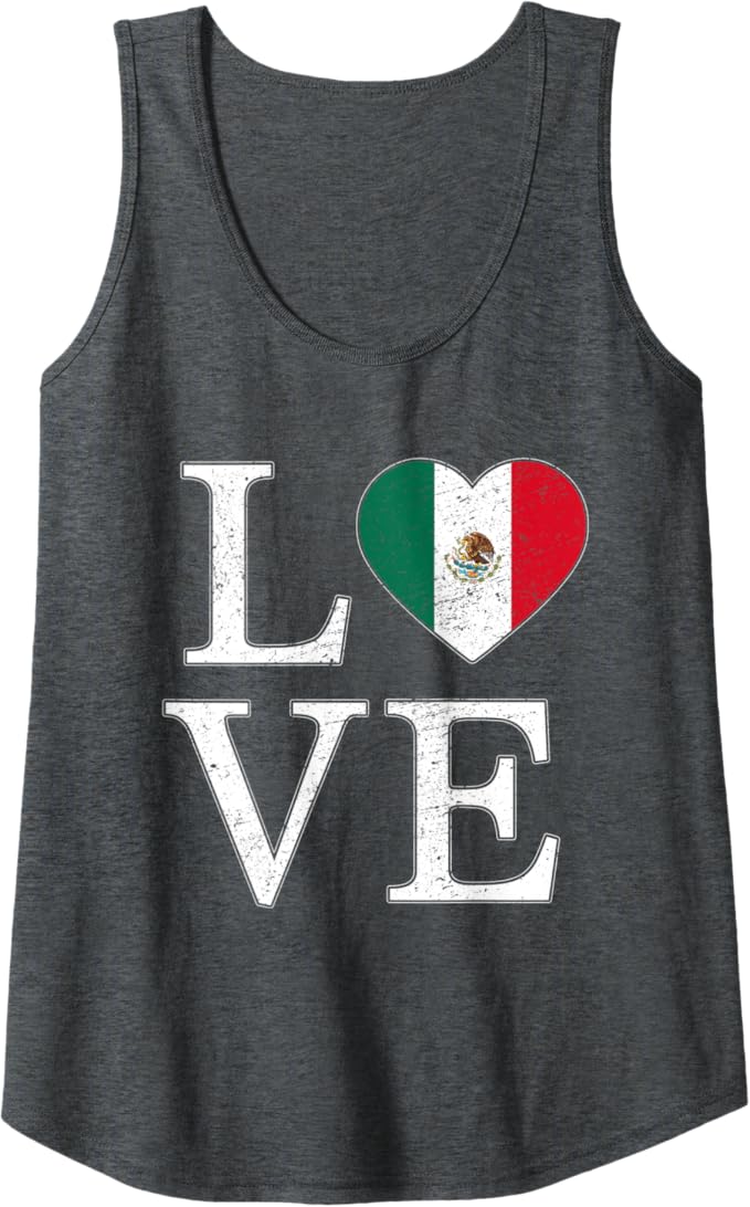 Vintage Mexican Heart Women Tank Top: Patriotic Love, Mexican Culture