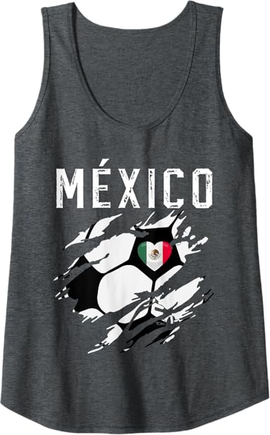 Mexico Retro Vintage Soccer Fan Women Tank Top with Mexican Flag Heart Design