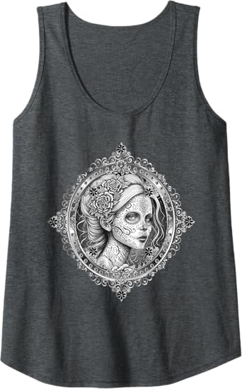 Dia De Los Muertos Calaveras Catrina Women Tank Top – Mexican Skeleton Shirt for Day of the Dead Celebration