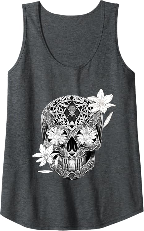Flower Sugar Skull Women Tank Top – Mexico Dia De Los Muertos Shirt