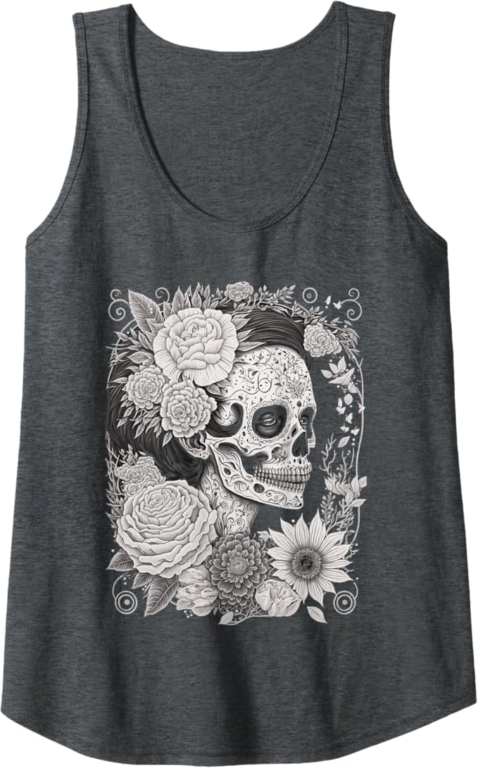 Catrina Sugar Skull Calaveras Women Tank Top - Dia De Los Muertos Mexico Apparel