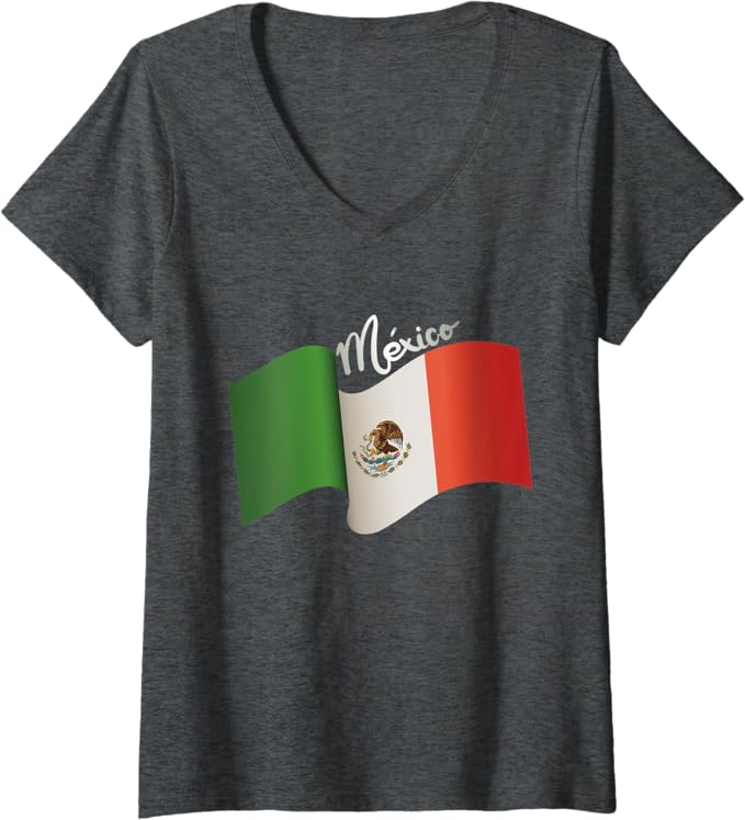 Women's Vintage Mexican Flag Retro Bandera Mexicana V-Neck Women T-Shirt – Mexico Pride Top