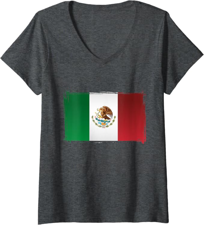 Women's Mexico Flag V-Neck Women T-Shirt - Bandera de México Design