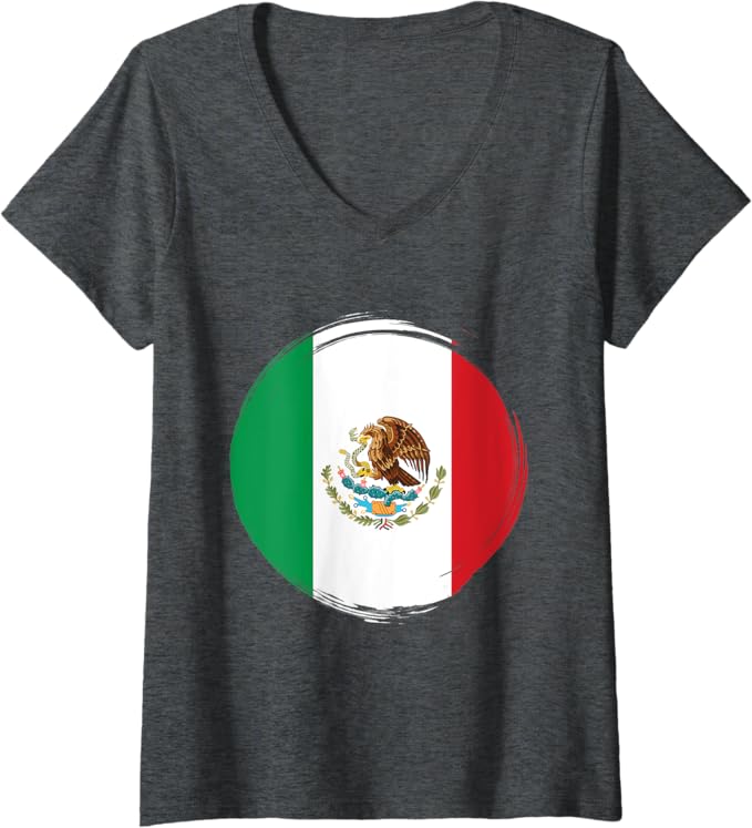 Women's Mexico National Flag V-Neck Women T-Shirt - Camiseta con Bandera de México
