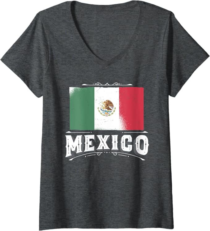 Women's Mexican Flag V-Neck Women T-Shirt with Mexico Lettering – Bandera Mexicana Design