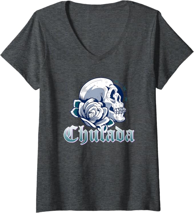Women's Chulada Skull Vintage Mexicana Mujer V-Neck Women T-Shirt