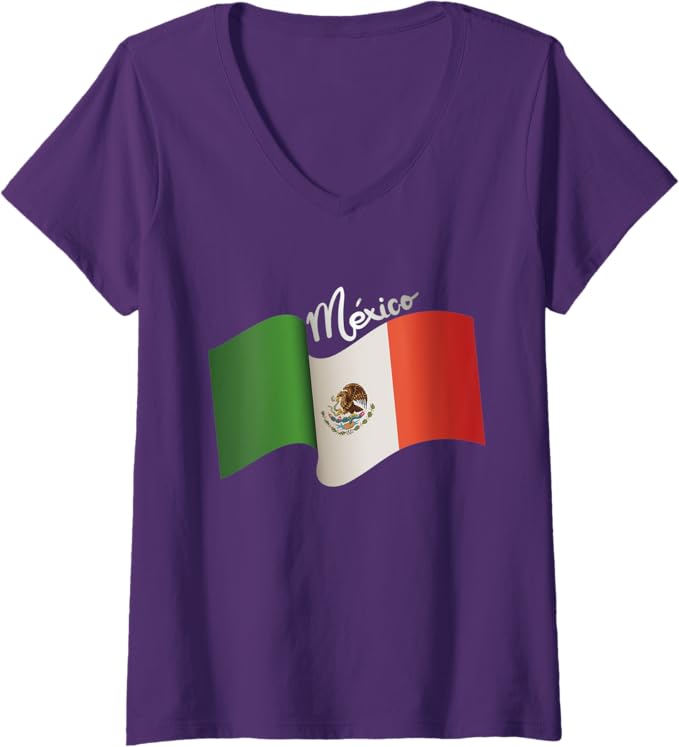 Women's Vintage Mexican Flag Retro Bandera Mexicana V-Neck Women T-Shirt – Mexico Pride Top