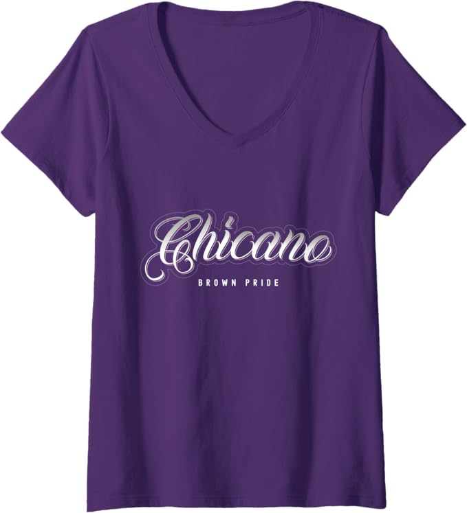 Women's Chicano Brown Pride Mexican Hombre Retro V-Neck T-Shirt - Stylish & Bold Design