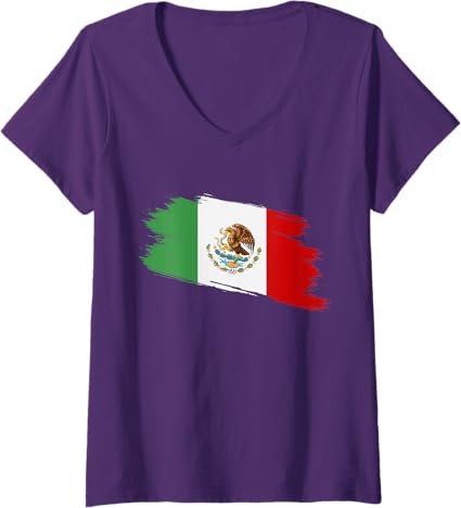 Women's Vintage Bandera Mexicana Mexico Flag V-Neck T-Shirt