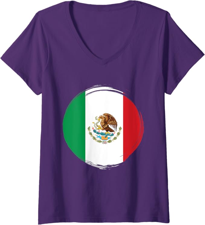 Women's Mexico National Flag V-Neck Women T-Shirt - Camiseta con Bandera de México