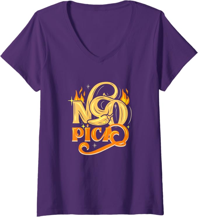 Women's No Pica Mexican Latin Slang Chicano V-Neck Women T-Shirt – Unique Mexican Apparel