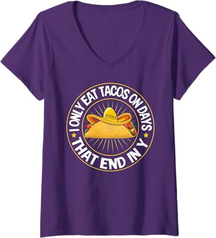 Women's Mexican Cinco de Mayo Tacos V-Neck T-Shirt – Festive Party Apparel