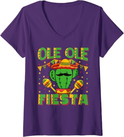 Women's Mexican Cinco de Mayo Ole Ole Fiesta V-Neck T-Shirt – Perfect Party Shirt
