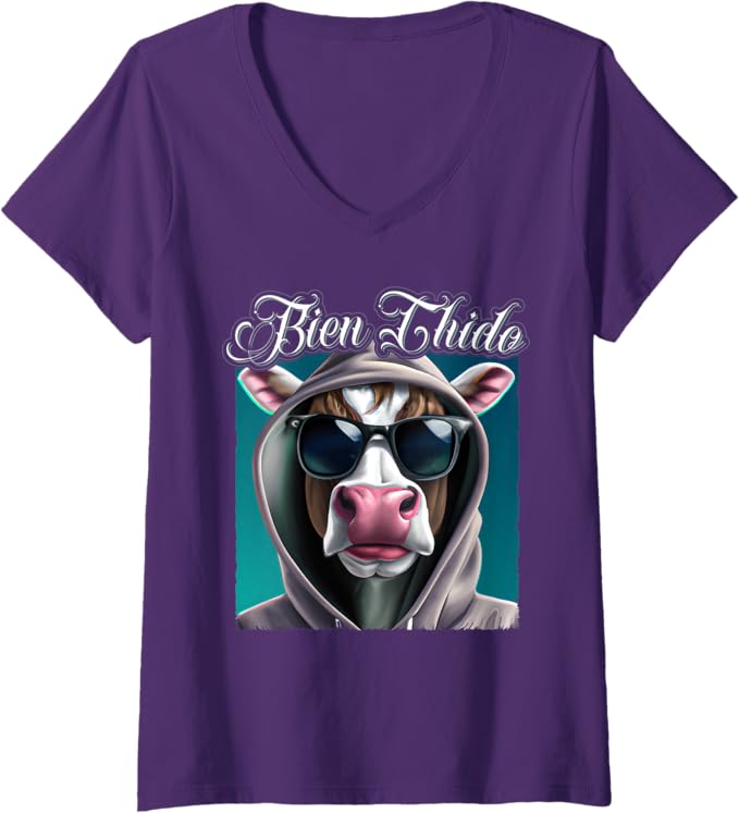 Women's Bien Chido Funny Latino Mexican Slang Chicano Quote V-Neck Women T-Shirt