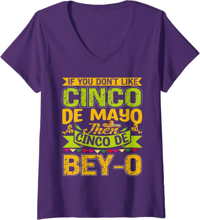 Womens Mexican Cinco De Mayo Party V-Neck T-Shirt - Mexico Flag Pride