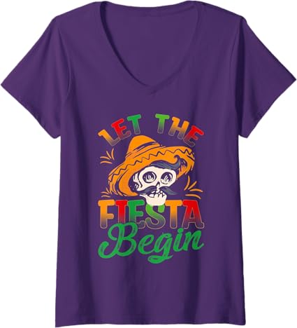Women's Cinco de Mayo Mexican Fiesta V-Neck T-Shirt - Let the Party Begin!