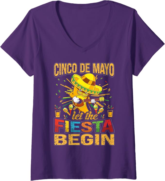 Womens Mexican Cinco De Mayo Party V-Neck T-Shirt - Celebrate Fiesta
