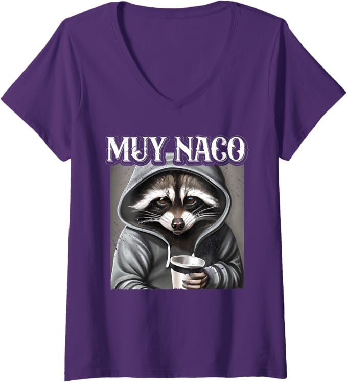 Womens 'Muy Naco' Vintage Mexican Slang Chicano Latino Quote V-Neck T-Shirt