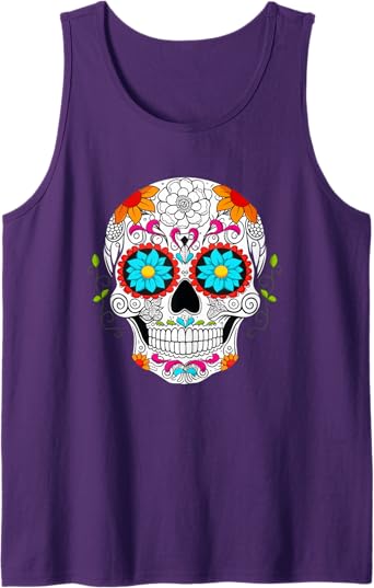 Colorful Calaveras de Azucar Men Tank Top - Mexican Día de los Muertos Apparel