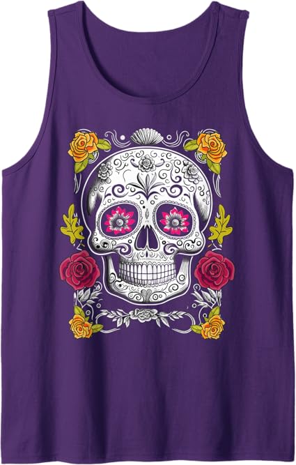 Sugar Skull Tank Top – Mexican Day of the Dead Shirt for Men & Women