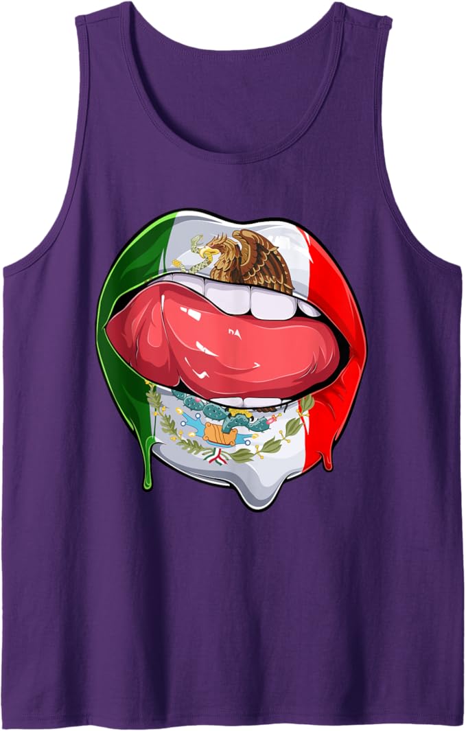 Creative Mexican Flag Men Tank Top: Lips Design