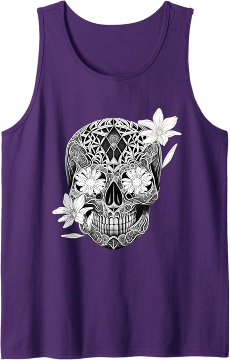 Flower Sugar Skull Men Tank Top – Mexico Dia De Los Muertos Shirt