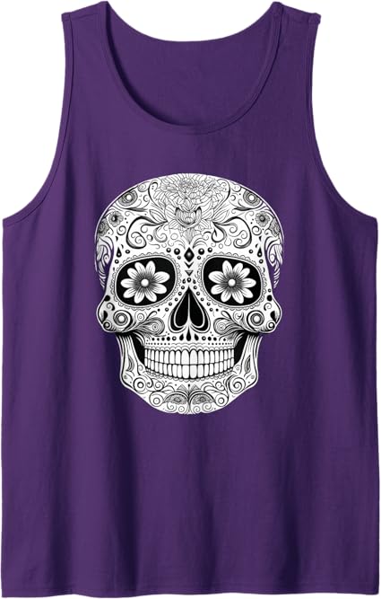 Mexican Sugar Skull Floral Men Tank Top – Day of the Dead Apparel