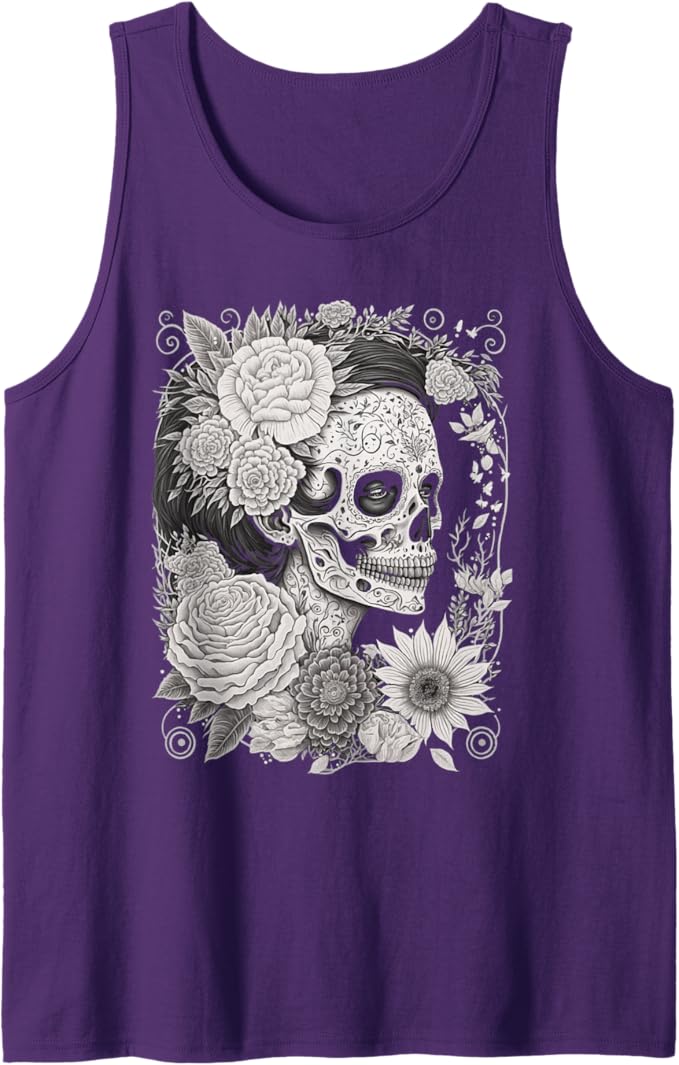 Catrina Sugar Skull Calaveras Men Tank Top - Dia De Los Muertos Mexico Apparel