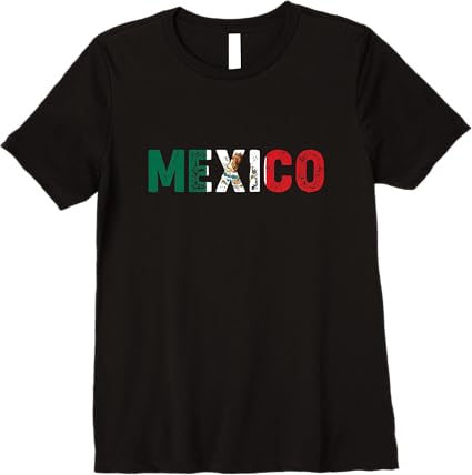 Mexico Vintage Lettering Women T-Shirt - Mexican Flag Bandera Mexicana Premium Shirt