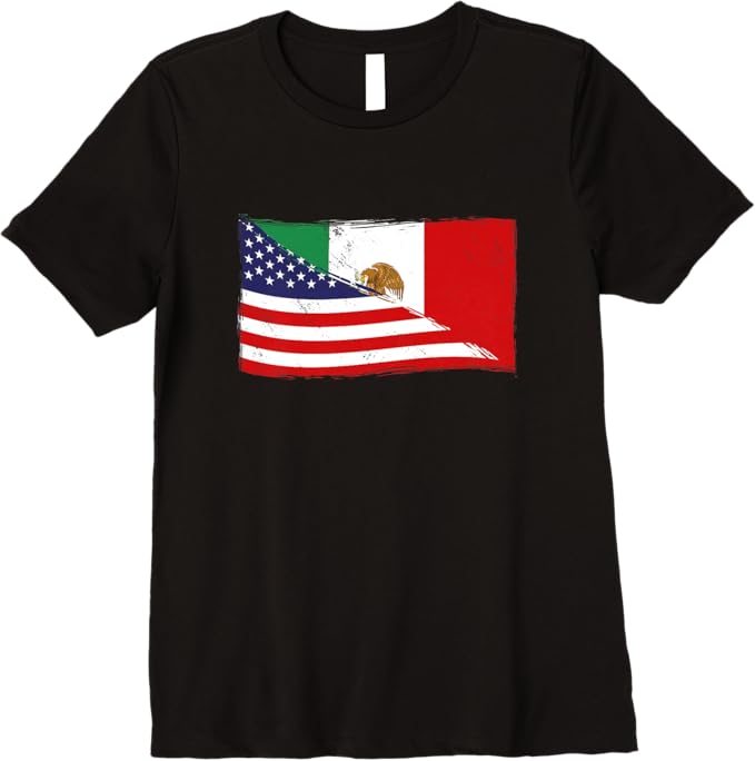 American and Mexican Heritage Flag Women T-Shirt - Premium USA Mexico Chicano Design
