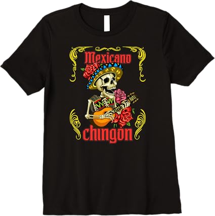 Mexicano Chingon Mariachi Skull Día de los Muertos Premium Women T-Shirt – Stylish Day of the Dead Shirt