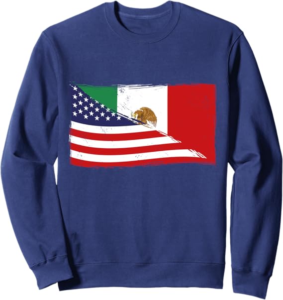 Chicano Sweatshirt - American Mexican Heritage Flag USA Mexico Design
