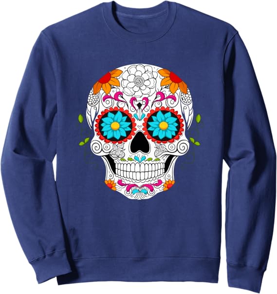 Colorful Calaveras de Azúcar Mexican Día de los Muertos Sweatshirt