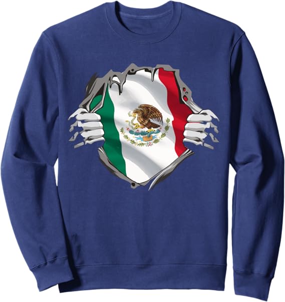 Mexican Superhero Sweatshirt with Mexico Flag & Bandera Mexicana Pride