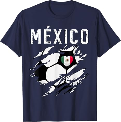 Mexico Retro Vintage Soccer Men T-Shirt with Mexican Flag Heart - Perfect for Fans