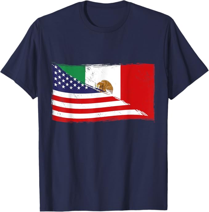 American Mexican Heritage Flag Men T-Shirt | USA Mexico Chicano Pride Shirt