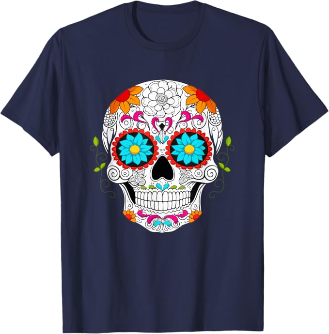 Colorful Calaveras de Azúcar Mexican Día de los Muertos Men T-Shirt