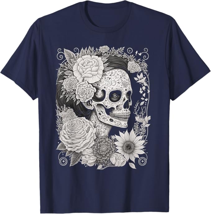 Catrina Sugar Skull Dia de los Muertos Men T-Shirt – Mexican Calaveras Design