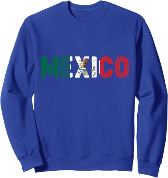 Vintage Mexico Letters Mexican Flag Sweatshirt - Bandera Mexicana Design