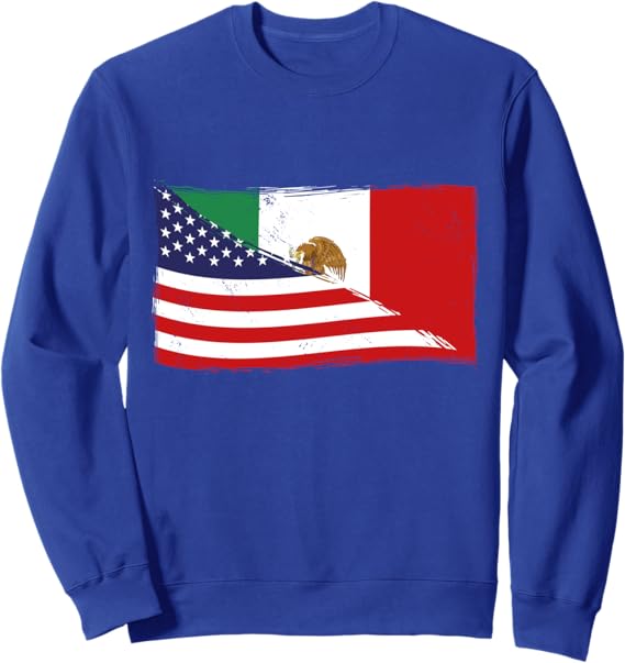 Chicano Sweatshirt - American Mexican Heritage Flag USA Mexico Design