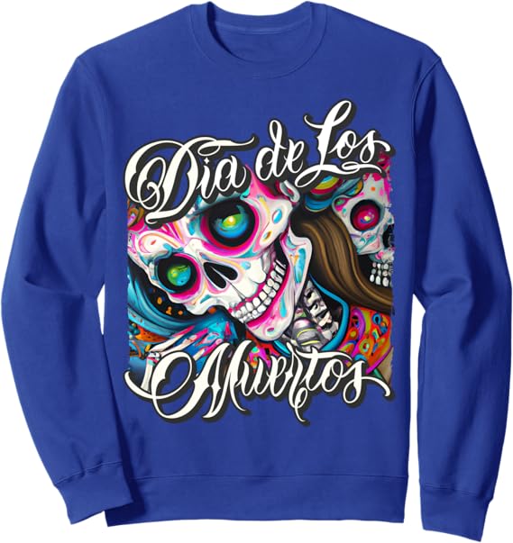 Colorful Día de los Muertos Catrina Skull Sweatshirt – Mexican Calaveras Design