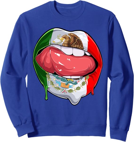 Mexico Flag Lips Sweatshirt - Mexican Bandera Como Labios Apparel