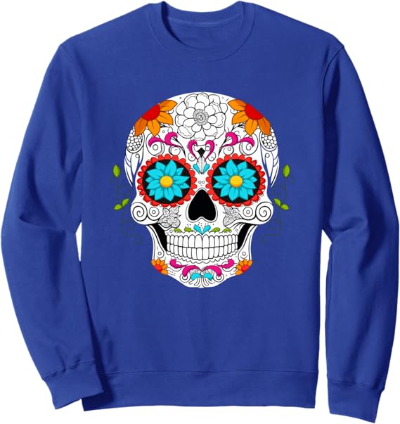 Colorful Calaveras de Azúcar Mexican Día de los Muertos Sweatshirt
