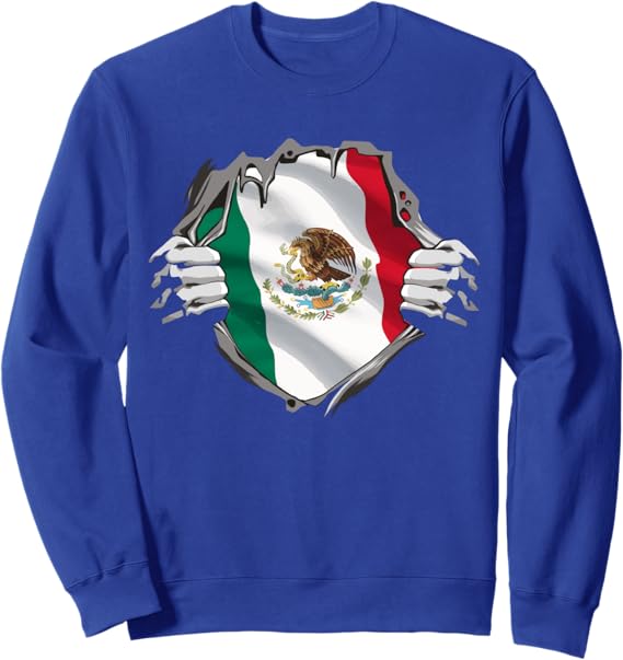 Mexican Superhero Sweatshirt with Mexico Flag & Bandera Mexicana Pride