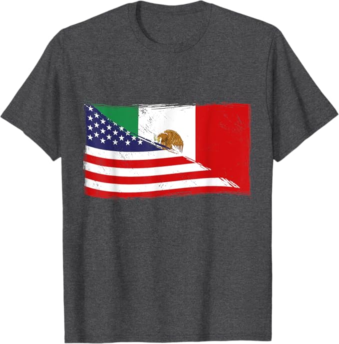 American Mexican Heritage Flag Men T-Shirt | USA Mexico Chicano Pride Shirt