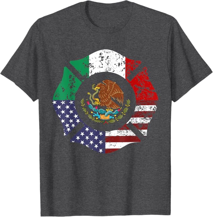 USA & Mexico Flag Men T-Shirt - American & Mexican Escudo Nacional Design