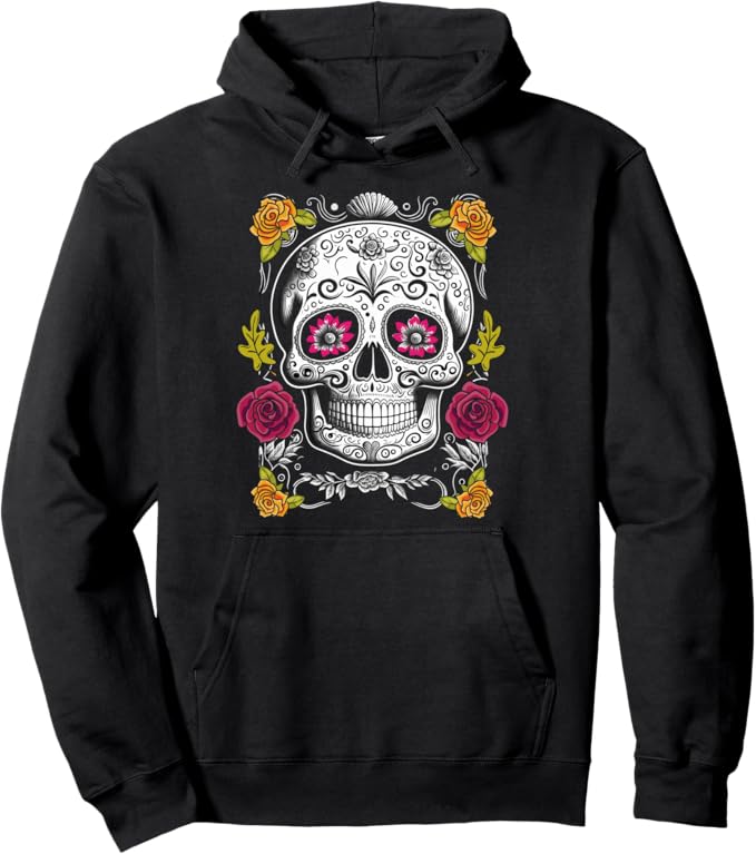 Sugar Skull Pullover Hoodie - Mexican Day of the Dead Design