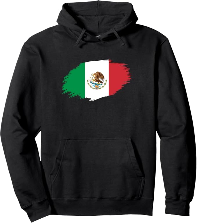 Mexico Flag Pullover Hoodie - Camiseta Bandera Mexicana Design